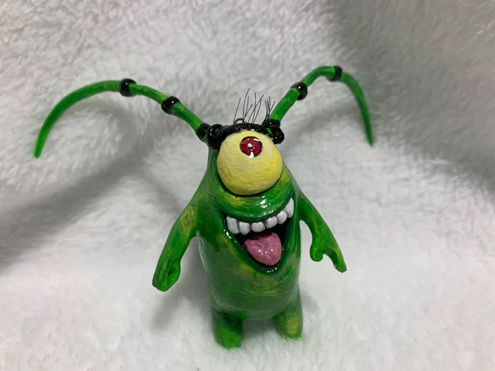 Plankton made of polymer clay)! - My, Polymer clay, Handmade, Needlework, Needlework without process, Plankton