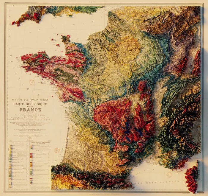 Geological map of France (1905) - Cards, Geology, Longpost