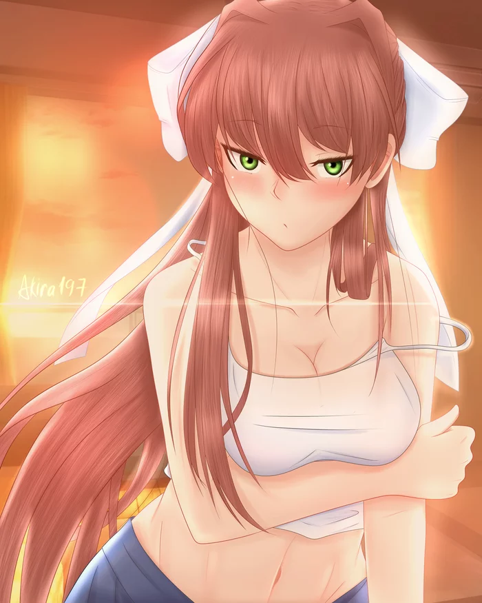 Monika after school - Doki Doki Literature Club, Monika, Anime Art, Визуальная новелла, Monika (Doki Doki)