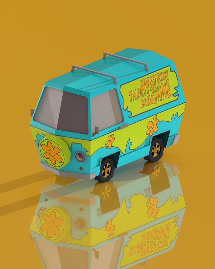 - The Mystery Machine Low Poly Low poly, 3D, -, , Cinema 4d,  , , 