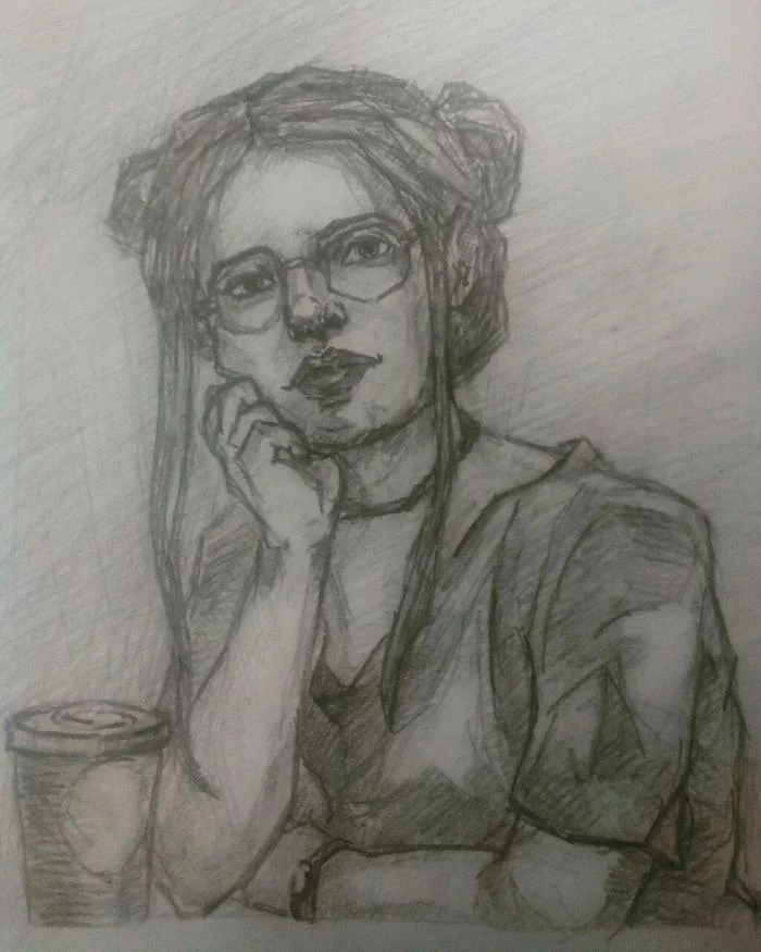 Portrait of a girl - My, Artist, Beginner artist, Junior Academy of Artists, Painting, Pencil drawing, Drawing, Art, Portrait