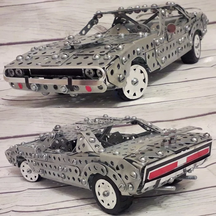 1970 Dodge Challenger from a metal constructor - My, Dodge, Dodge challenger, Muscle car, Modeling, Retro car, Scale model, Auto, Needlework without process