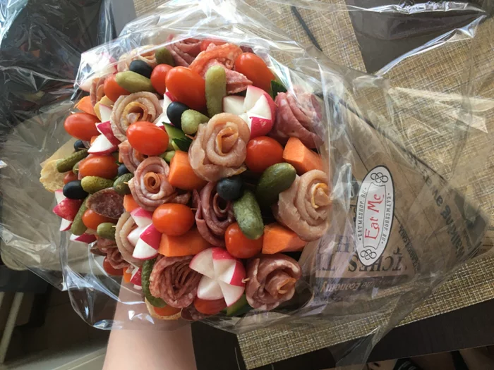 Favorite kind of flowers - My, Flowers, Presents, Vegetables, Meat, Unusual bouquets