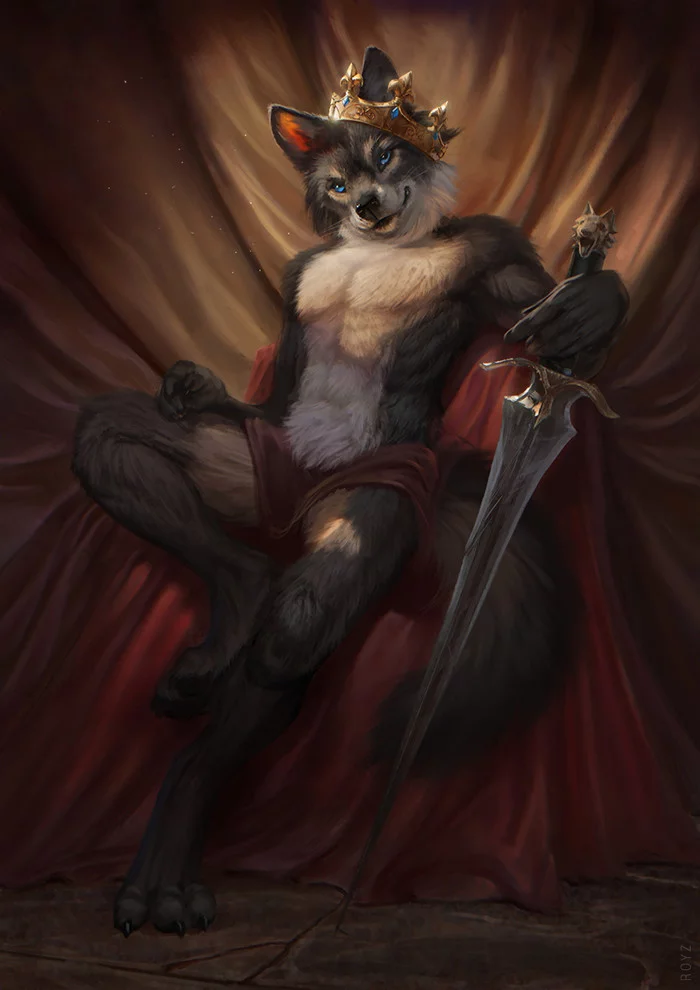 Да здравствует король! - Фурри, Арт, Furry Edge, Король, Волк, Latex-Artist