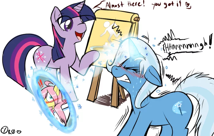 Portal training - My little pony, PonyArt, Twilight sparkle, Fluttershy, Trixie, 0r0ch1