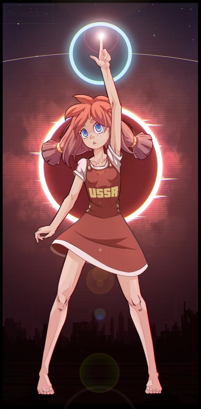 Ulyana (Per Aspera ad Astra) - My, Theusualbunny, Ulyana, Visual novel, Endless Summer (visual novel), Anime art, Not anime, Digital drawing, I want criticism