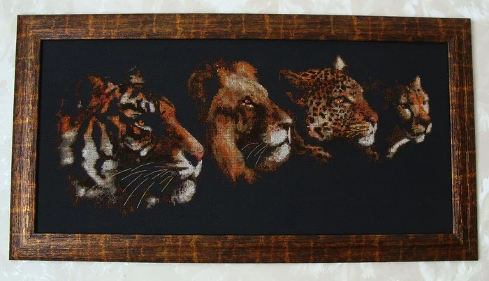 Cross stitch Predators - My, Cross-stitch, Big cats, Needlework without process, Hobby, Embroidery