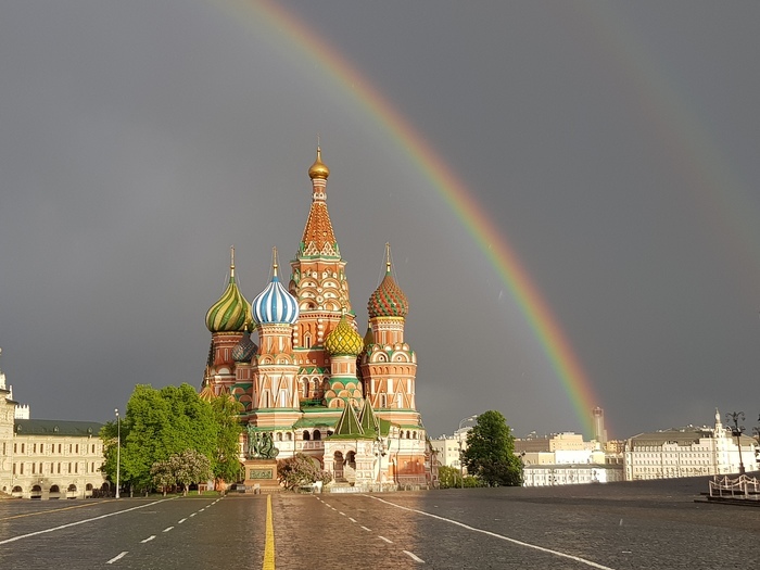 Ответ на пост «Вот так получилось запечатлеть» - Красная площадь, Радуга, Фотография, Храм Василия Блаженного, Ответ на пост