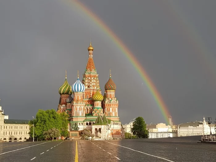 Ответ на пост «Вот так получилось запечатлеть» - Красная площадь, Радуга, Фотография, Храм Василия Блаженного, Ответ на пост