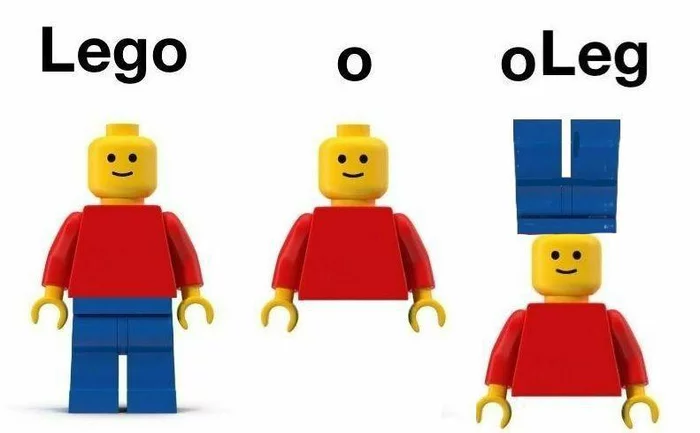 Lego  <-->  oLeg - LEGO, Олег, Имена, Ноги, Перестановка