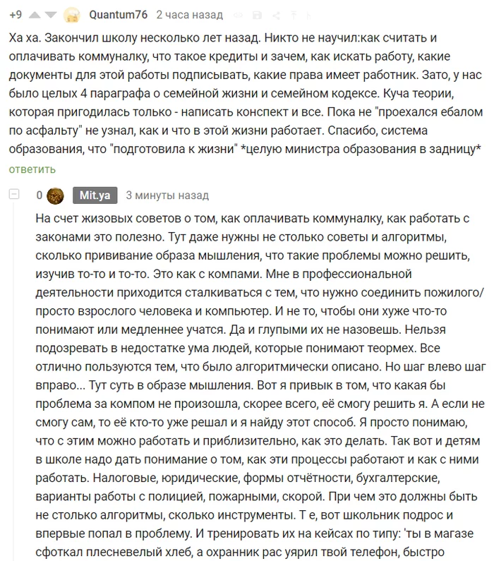 Мои ночные мысли об идеальном ОБЖ - Моё, Комментарии на Пикабу, Мат, ОБЖ, Максимализм, Длиннопост, Скриншот