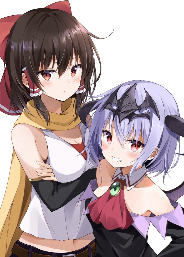 "Brave Reimu and the Demon King Remilia" Touhou, Anime Art, , Hakurei Reimu, Remilia Scarlet, Hyurasan