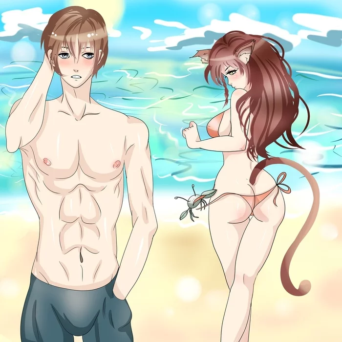 IT WILL BE HOT ))) - NSFW, Endless Summer (visual novel), Visual novel, Camp owlet, Beach, Julia, Semyon, Humor