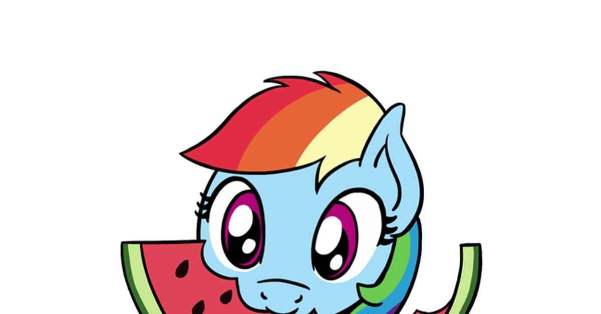 Dasha eats watermelon - My little pony, PonyArt, Rainbow dash, Flutterluv, GIF