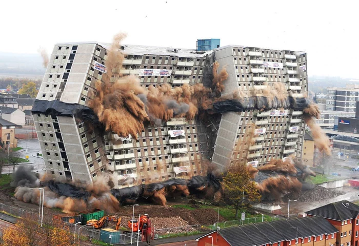 Visual proof that blue electrical tape is better than black - House, Explosion, Destruction, Demolition