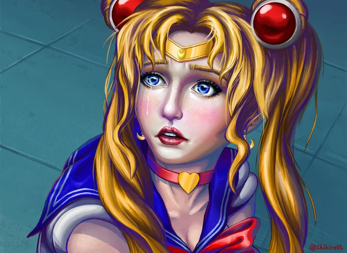 In the name of the moon! - My, Anime, Art, Portrait, Sailor Moon, Sailormoonredraw