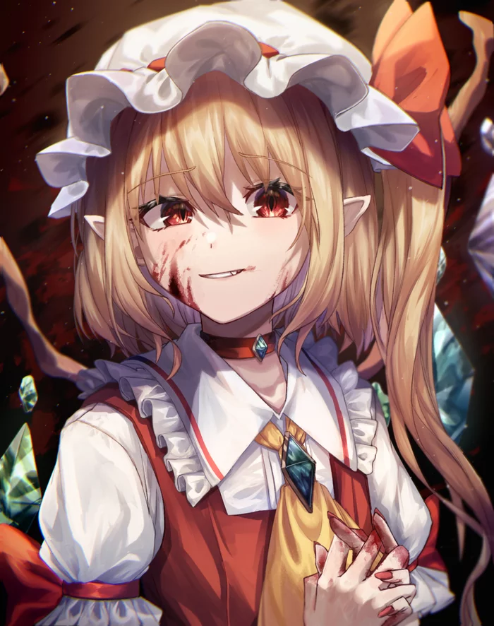 Art by mozuno(mozya 7) - Anime art, Anime, Flandre scarlet, Touhou, Mozuno