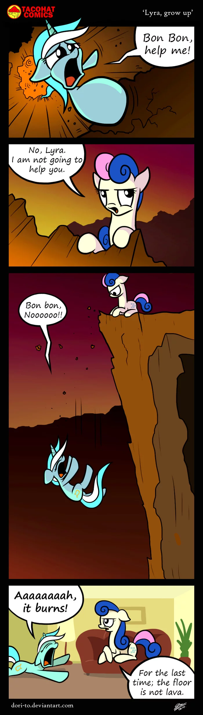 The floor is lava. (Or not?) - My little pony, Comics, Lyra heartstrings, Bon bon, The floor is lava, Longpost