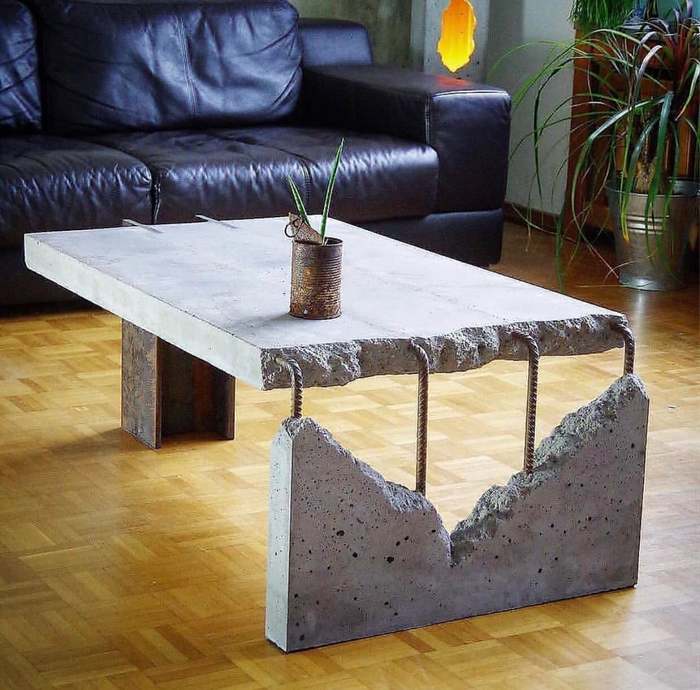 I think a leather sofa is inappropriate here - Table, Reinforced concrete, Interior, Furniture