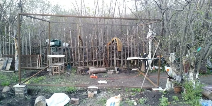 Construction of a collective farm gazebo in 8 days - My, Alcove, Building, Dacha, Longpost, With your own hands