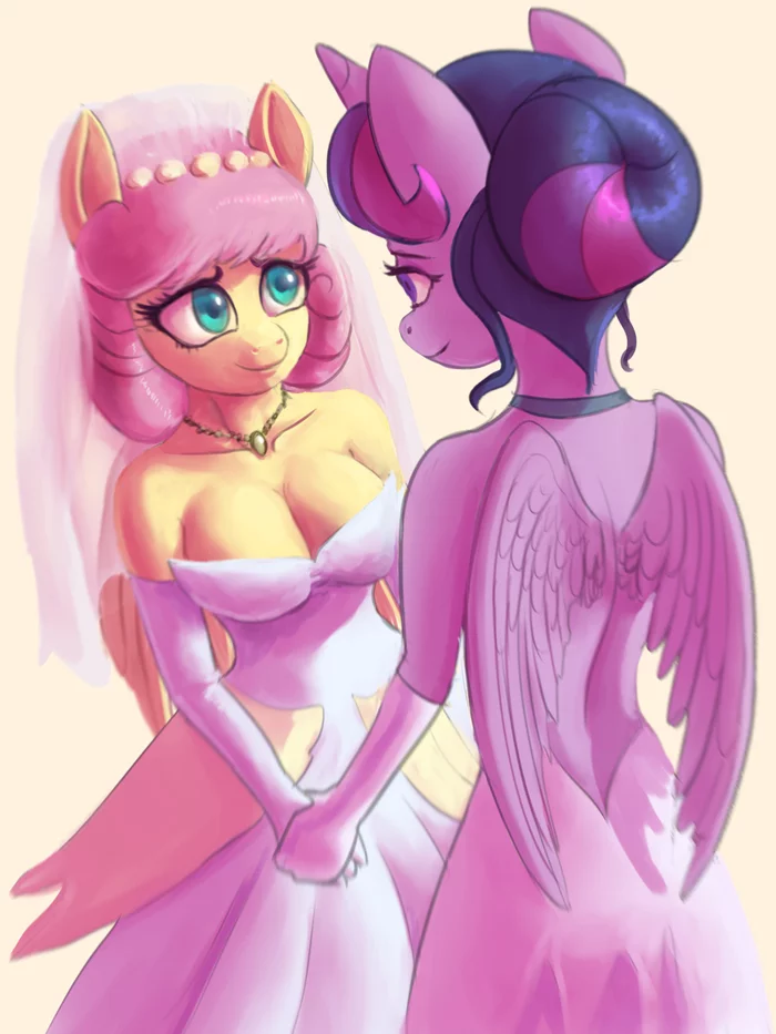 Sweet and quiet wedding :3 - My little pony, Fluttershy, Twilight sparkle, MLP Edge, MLP Lesbian, Anthro