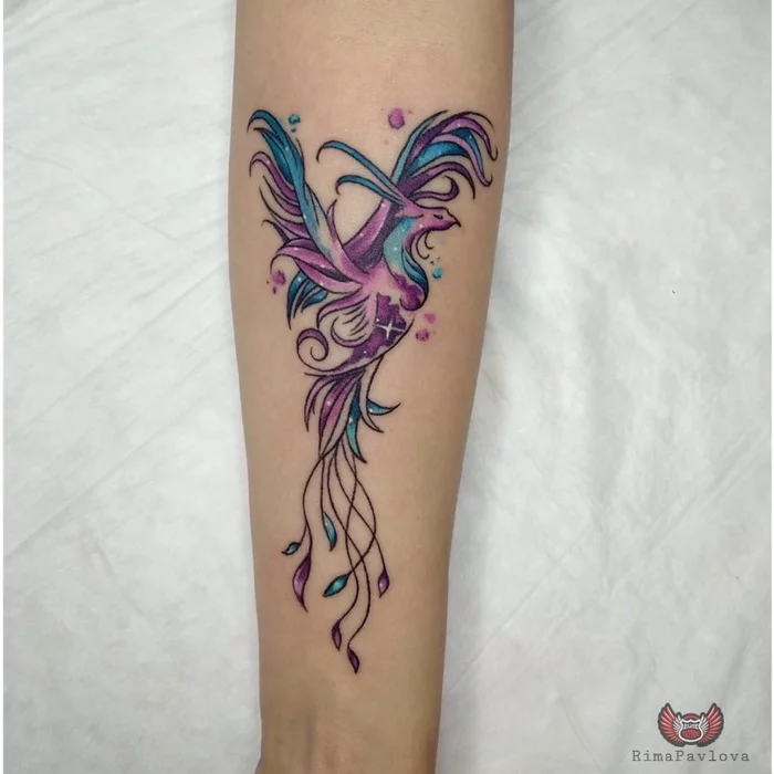 Space Phoenix - My, Tattoo, Tattoo Lovers League, Watercolor, Phoenix, Tattoo artist