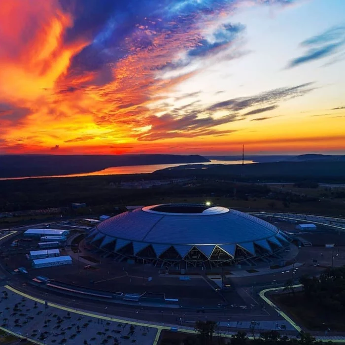 Самара Арена - Спорт, Футбол, Российская Премьер Лига, Стадион, Самара Арена, Закат, Фотография