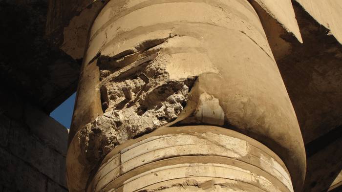 Did the restorer forget his trowel? - Longpost, Ancient Egypt, Egypt, Carnac, Temple, Column, Restoration