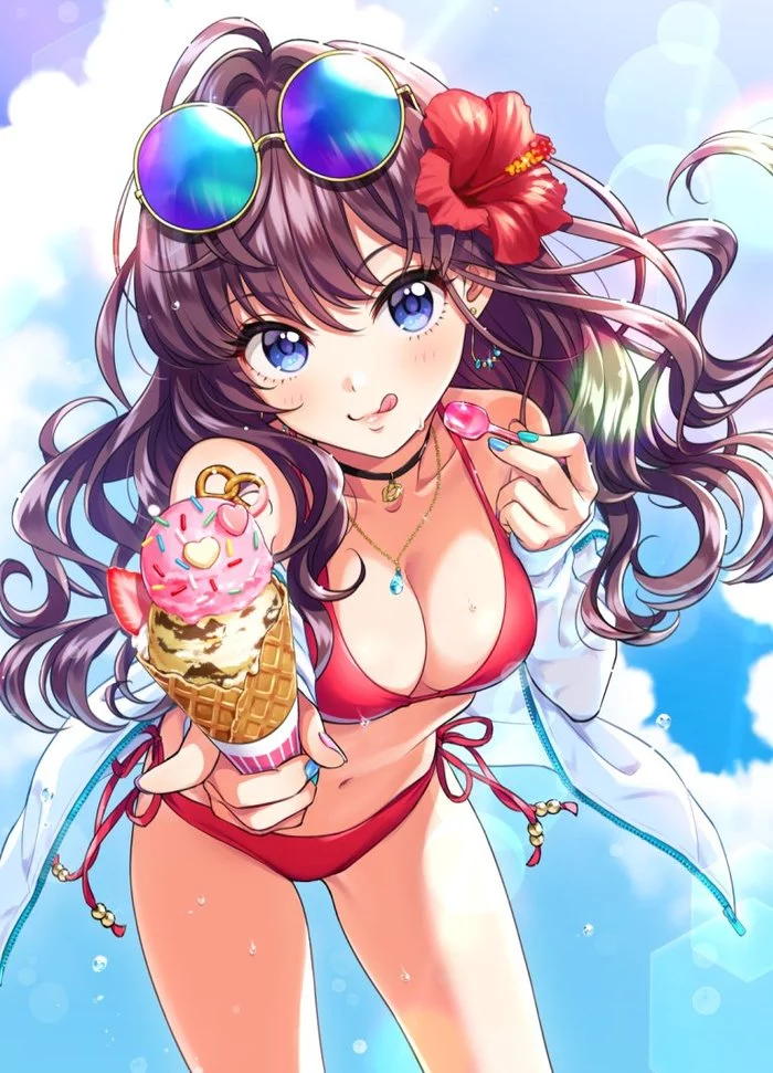 Shiki Ichinose - NSFW, Anime, Anime art, The idolmaster, Idolmaster Cinderella Girls, Shiki ichinose, Swimsuit, Breast