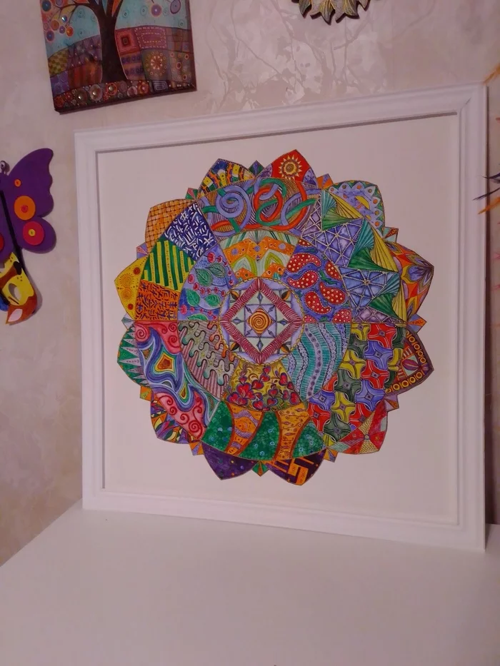 Post #7495165 - My, Mandala, Creation, Painting, Watercolor, Painting, Longpost, Needlework with process