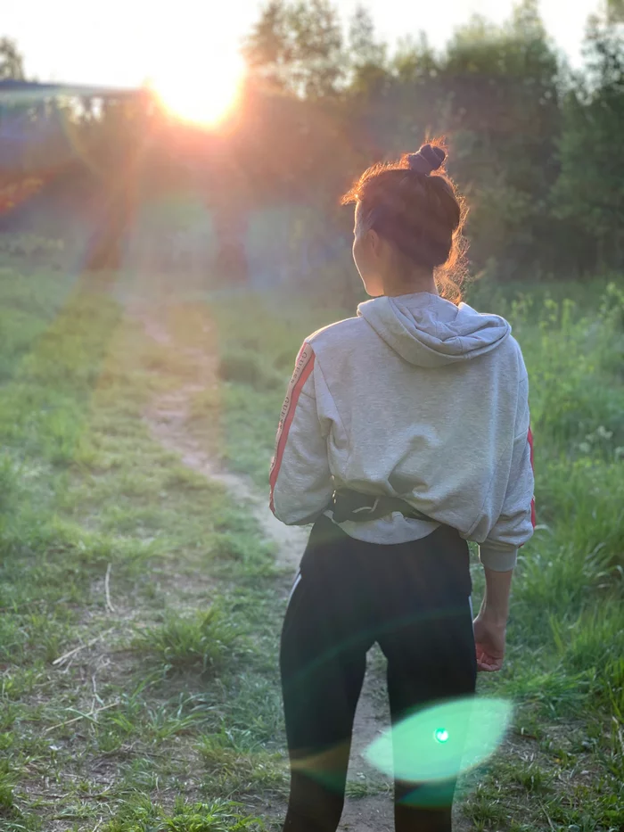 Evening jog - My, Beautiful girl, Nature, Sunset, Mobile photography, iPhone