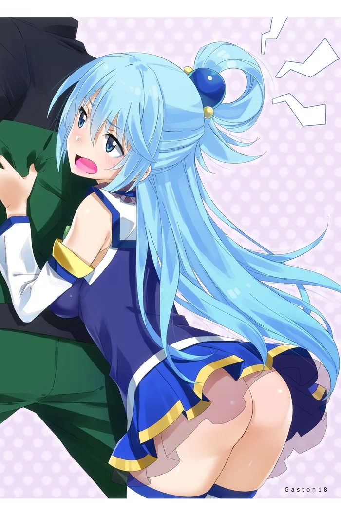 Kazumusik! Borrow money... В Well, please! - NSFW, Konosuba, Anime art, Aqua, Satou kazuma, Booty, Anime