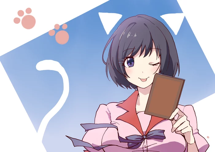 Guess who I am today) - Anime art, Anime, Hanekawa tsubasa, Monogatari series, Neko