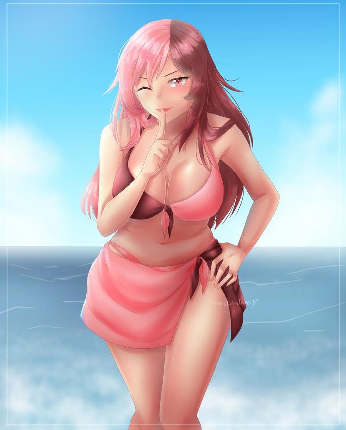 Neo Politan - NSFW, Anime, RWBY, Anime art, Neopolitan, Art, Breast