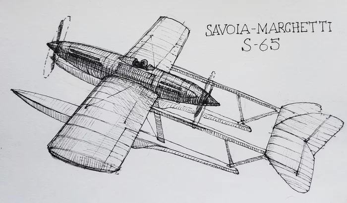 Savoia-marchetti S.65 и Sopwith camel - Моё, Самолет, Италия, Англия, Авиация, Графика, История авиации, Рисунок