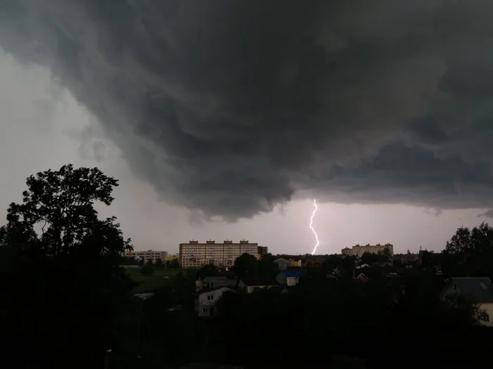 From the window - My, Mobile photography, Lightning, Thunderstorm