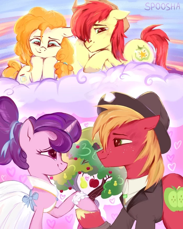 Прямо как мы... - My Little Pony, Sugar Belle, Big Macintosh, Pear Butter, Bright Mac