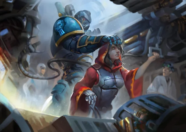 The officer of the third company of the Space Marines is not happy with the proposal to briefly turn off the Geller field generator right in the warp - Warhammer 40k, Wh Art, Adeptus Astartes, Adeptus Mechanicus, Imperial Navy