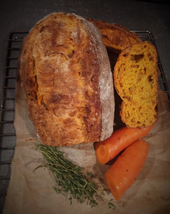 Sourdough carrot bread - My, Bread, Bakery products, Cooking, Longpost, Recipe