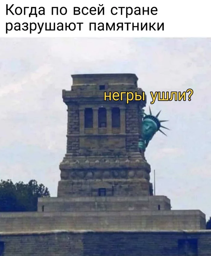 When monuments are destroyed - USA, Statue of Liberty, Black people, Monument, Picture with text, Images