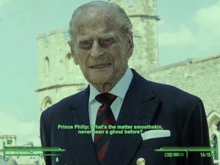 Ghoul Consort Phillip, Duke of Edinburgh - Prince Philip, Fallout, Old age, Appearance, Ghoul