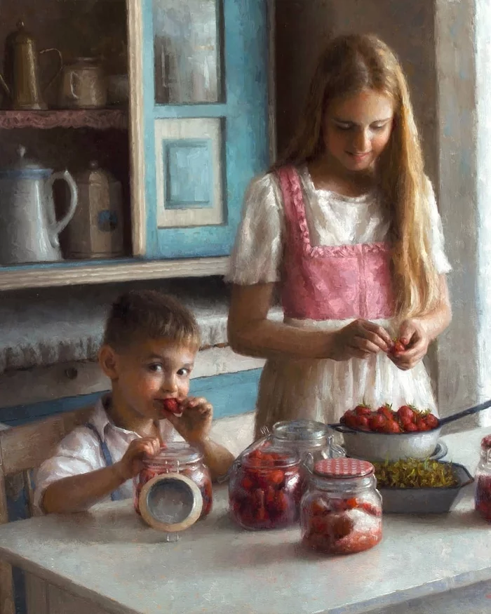 Sweet Summer - Art, Oil painting, Children, Damian Lechoszest