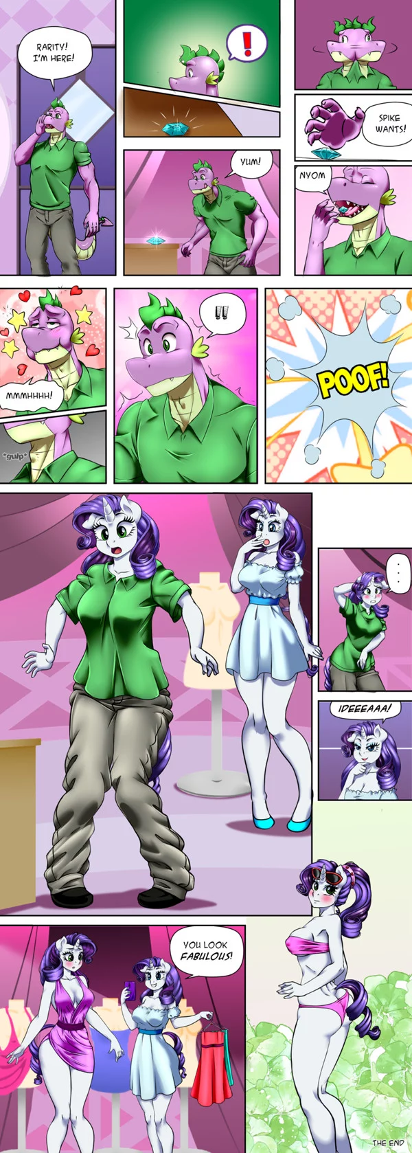 Не ешьте чужие камни без спроса - NSFW, My Little Pony, Spike, Rarity, Антро, MLP Suggestive, Длиннопост