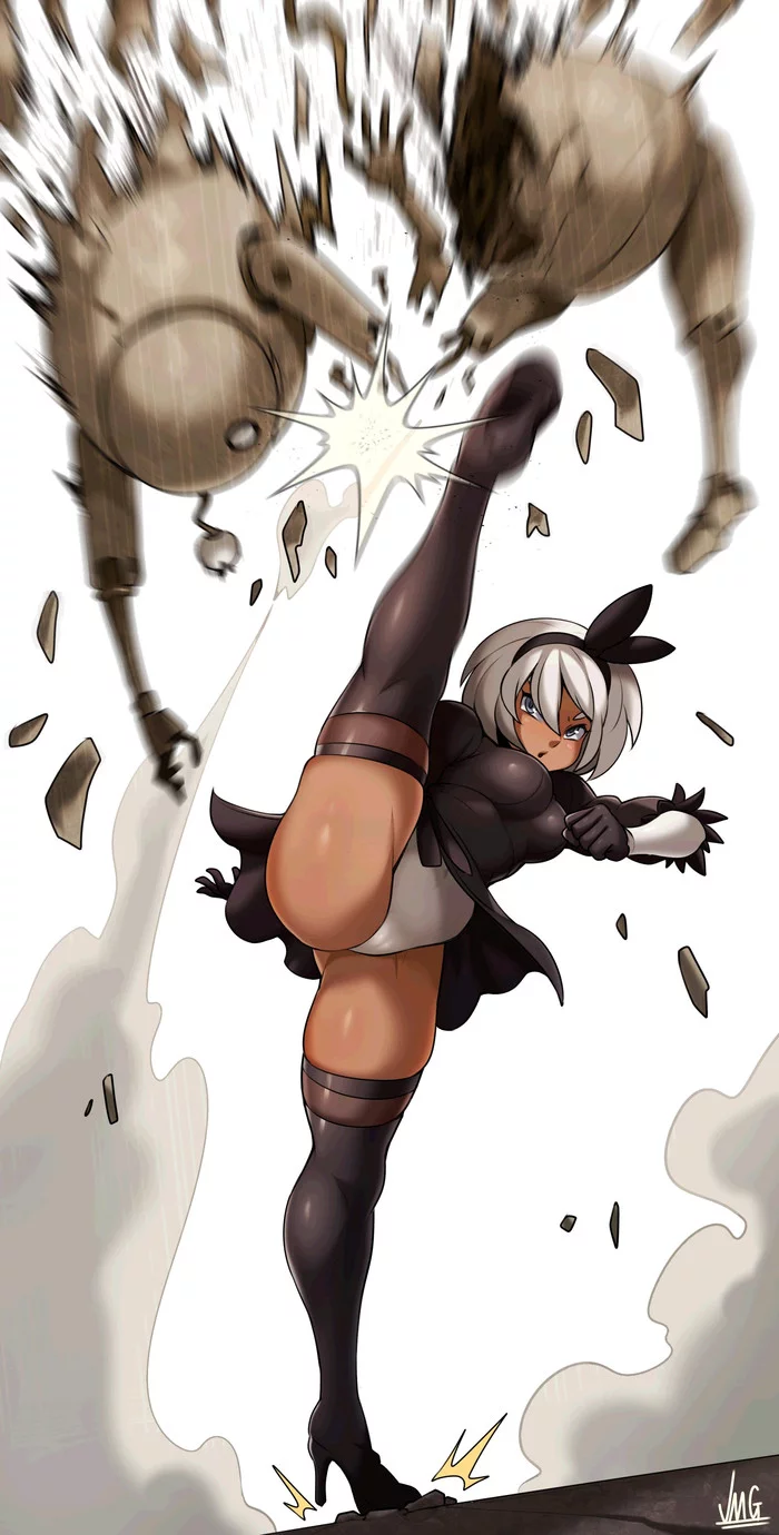 Bea - NSFW, NIER Automata, Bea, Pokemon, Anime art, Anime, Games, Crossover, Pokemon sword and shield