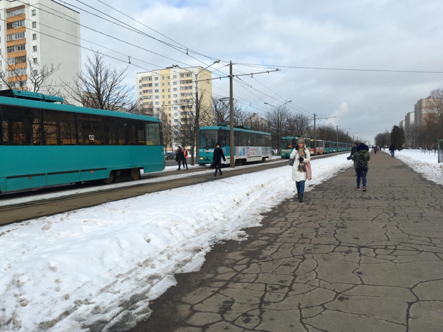 Accident involving a tram - My, Road accident, Tram, Minsk, Public transport, Crash