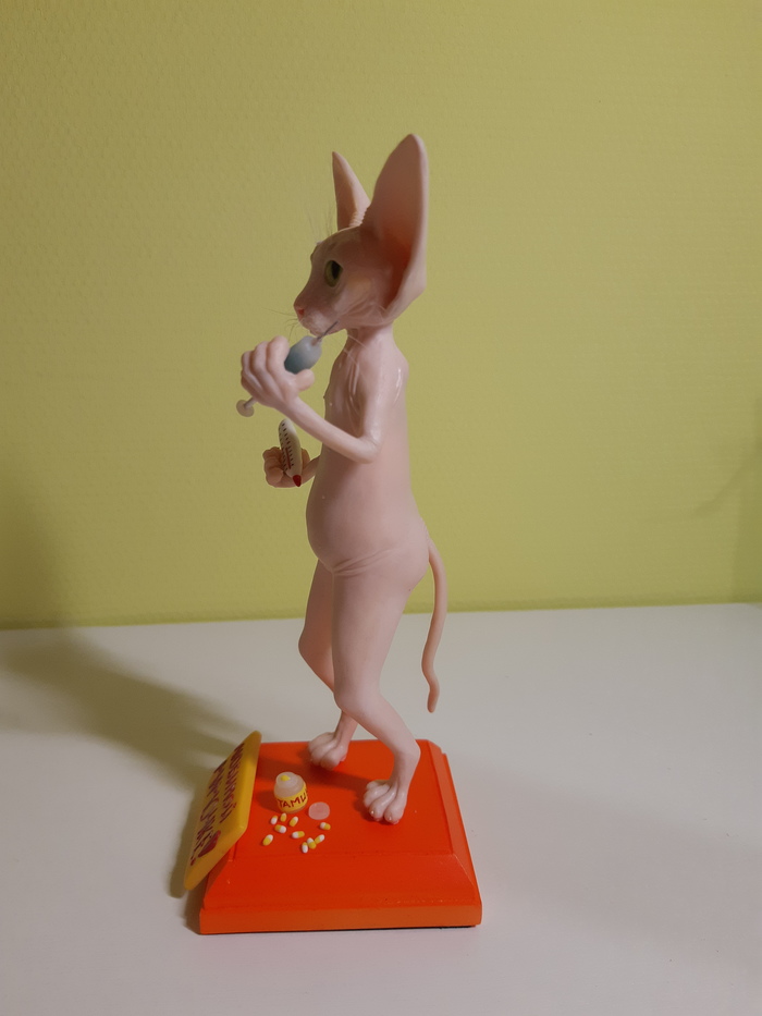 Котик медик Полимерная глина, Ручная работа, Своими руками, Рукоделие с процессом, Творчество, Кот, Сфинкс, Фигурки, Длиннопост