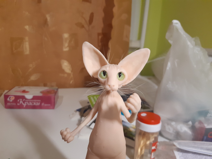 Котик медик Полимерная глина, Ручная работа, Своими руками, Рукоделие с процессом, Творчество, Кот, Сфинкс, Фигурки, Длиннопост