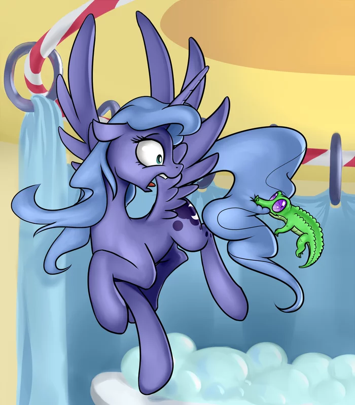 Completely harmless - My little pony, Princess luna, gummy, Nadnerbd