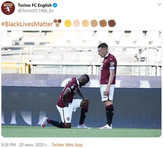 The Italian football club Torino decided to support the hashtag #BlackLivesMatter. - Black lives matter, Football, Torino