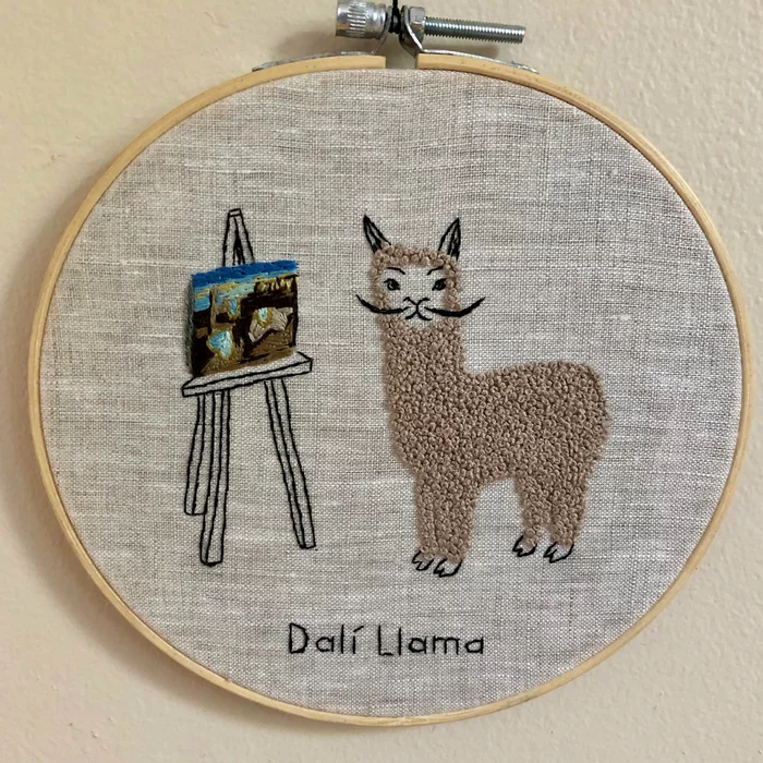 Dali Lama - Art, Needlework, Embroidery, Dalai lama, Salvador Dali, Llama, Artist, Reddit